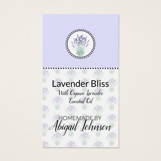 Thuisgemaakte bad- en lichaamslabel Lavendel | Gif Visitekaartje (Voorkant)