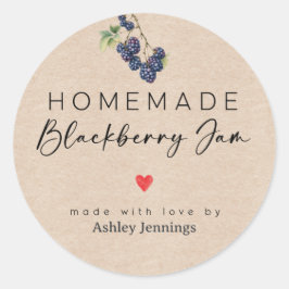 Thuisgemaakte Bramenjamlabels | Gemaakt met Liefde Ronde Sticker