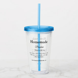 Thuisgemaakte brownies gemaakt met liefde voeg tek acryl drinkbeker