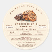 Thuisgemaakte Chocolade Chip Cookies Cottage Voeds Ronde Sticker (Voorkant)
