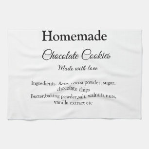 Thuisgemaakte chocoladekoekjes gemaakt met liefde  theedoek