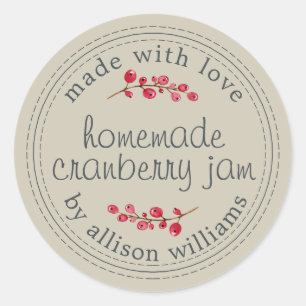 Thuisgemaakte Cranberryjam Inblikken Klei Grijs Ronde Sticker
