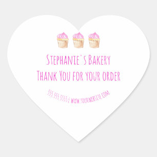Thuisgemaakte Dank Je Voor Je Bestelling Roze Bakk Hart Sticker
