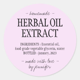 Thuisgemaakte drank Crème roze Kruidenolie extract Ronde Sticker