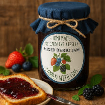 Thuisgemaakte gemengde bessenjam etiketteerblad