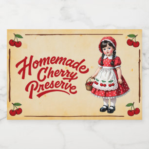 Thuisgemaakte Kersenconserve - Vintage Voedselcontainer Etiket
