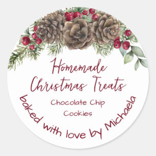 Thuisgemaakte kerstkoekjes landelijk ronde sticker