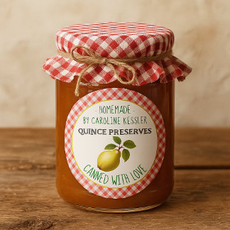 Thuisgemaakte Kweepeer Ingemaakte Etikettenvel Ronde Sticker