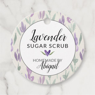 Thuisgemaakte Lavendel Badzout of Suikerscrub Bedankjes Labels