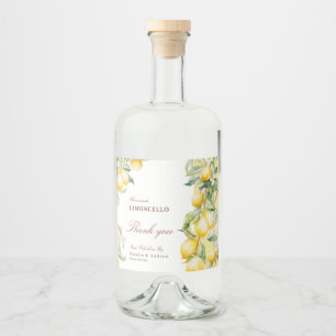 Thuisgemaakte Limoncello Aquarel Citroenen Dank je Likeurfles Etiket