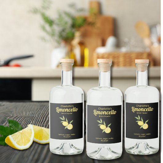 Thuisgemaakte Limoncello Citroenlikeur Likeurfles Etiket