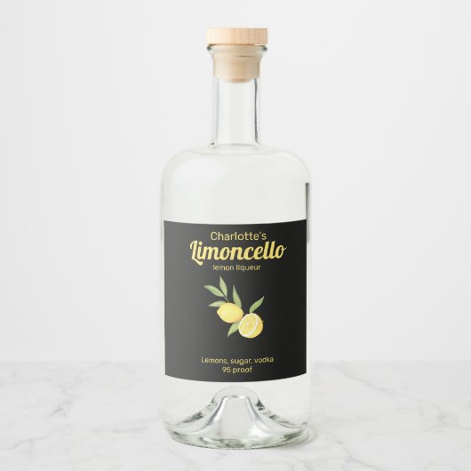 Thuisgemaakte  Limoncello Citroenlikeur Likeurfles Etiket (Voorkant)