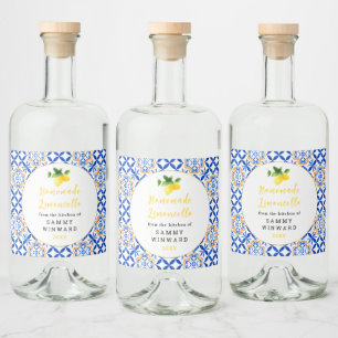 Thuisgemaakte Limoncello Drank Likeurfles Etiket