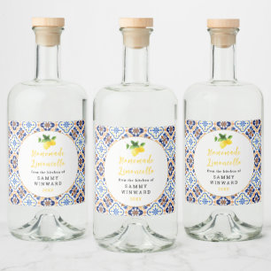 Thuisgemaakte Limoncello Drank Likeurfles Etiket