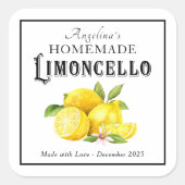 Thuisgemaakte Limoncello Italiaanse Likeur met Naa Vierkante Sticker (Voorkant)