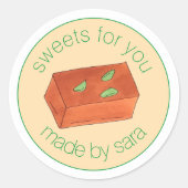 Thuisgemaakte Mysore Pak Mithai Indiase Snoepjes Ronde Sticker (Voorkant)