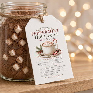 Thuisgemaakte Pepermuntheteecacao Kerstmis Cadeaulabel