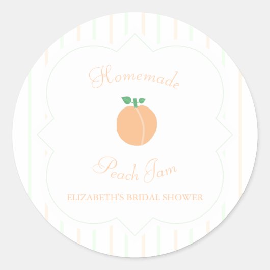 Thuisgemaakte Perfecte Perzikjam Bruidsdouche Ronde Sticker (Voorkant)