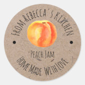 Thuisgemaakte perzikjamlabel met liefde ronde sticker (Voorkant)