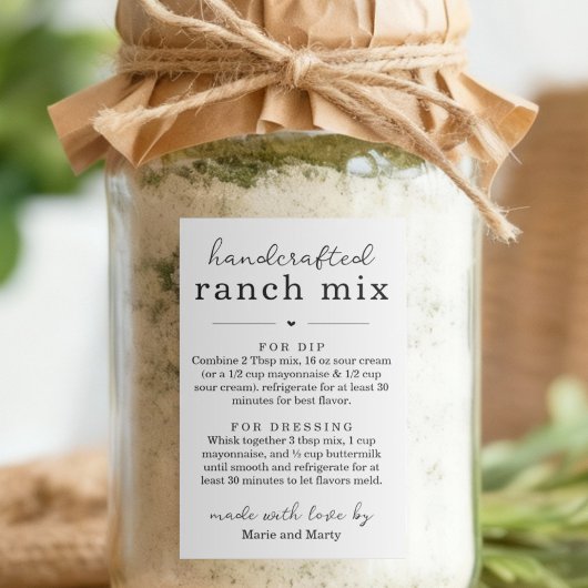 Thuisgemaakte Ranch Mix Cadeau Labels Voedselcontainer Etiket
