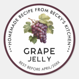 Thuisgemaakte Rode Druiven Jam Inmaaklabels Ronde Sticker
