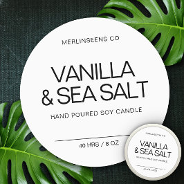 Thuisgemaakte Soja Kaars Chic Calligrafie Wit Klas Ronde Sticker