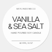 Thuisgemaakte Sojakaars Chic Calligrafie Wit Klass Ronde Sticker (Voorkant)