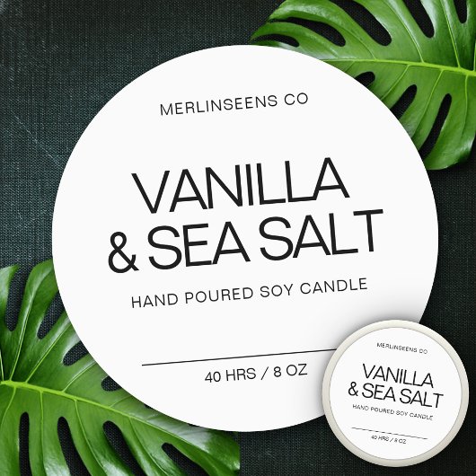 Thuisgemaakte Sojakaars Chic Calligrafie Wit Klass Ronde Sticker