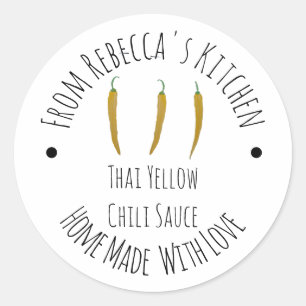 Thuisgemaakte   Thaise Gele Chilisaus  Ronde Sticker