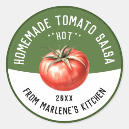 Thuisgemaakte Tomaten Hot Salsa voor inblikken Rec Ronde Sticker