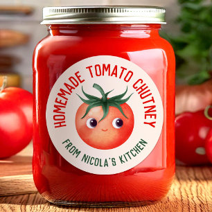 Thuisgemaakte tomatenchutney met je eigen recept ronde sticker
