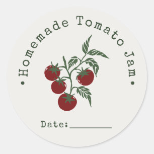 Thuisgemaakte Tomatenjam Inblikdatum Dieprood Ronde Sticker