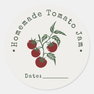 Thuisgemaakte Tomatenjam Inblikdatum Dieprood Ronde Sticker