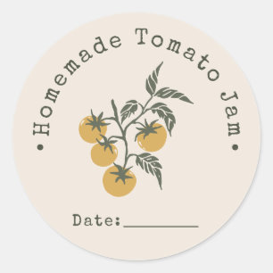 Thuisgemaakte Tomatenjam Inblikdatum Mosterd Ronde Sticker