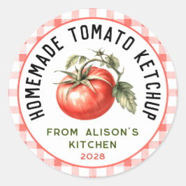 Thuisgemaakte tomatenketchup label waterverf tomaa