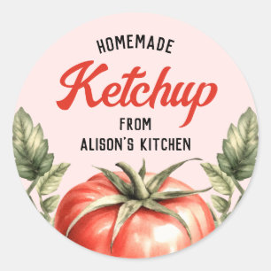 Thuisgemaakte tomatenketchup label waterverf tomaa