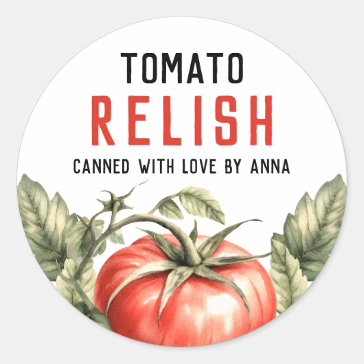Thuisgemaakte Tomatenrelish Inblikken preserves Ronde Sticker (Voorkant)
