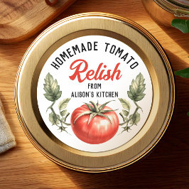 Thuisgemaakte tomatenrelish inmaken ronde sticker