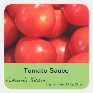 Thuisgemaakte tomatensaus fleslabels. vierkante sticker