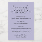 Thuisgemaakte Vanille-extract Instructie lilac Voedselcontainer Etiket (Enkel label)