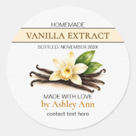 Thuisgemaakte Vanille-Extract Productlabels Ronde Sticker
