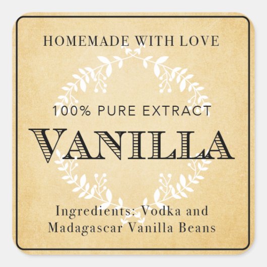 Thuisgemaakte Vanille-extract VE005_04sq Vierkante Sticker (Voorkant)