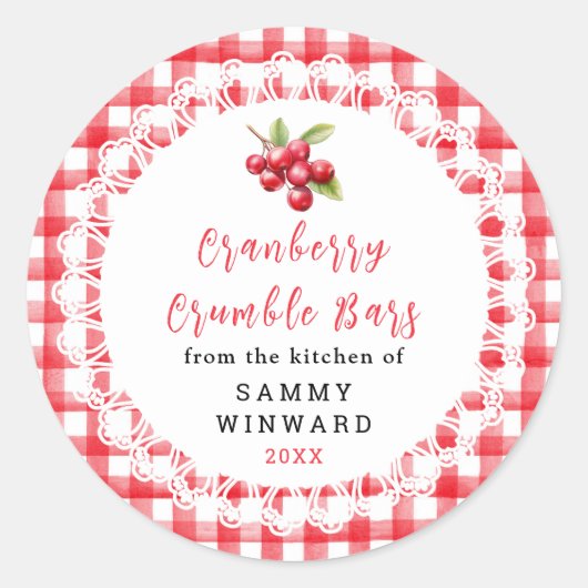 Thuisgemaakte Veenbessen Crumble Reep Label (Voorkant)