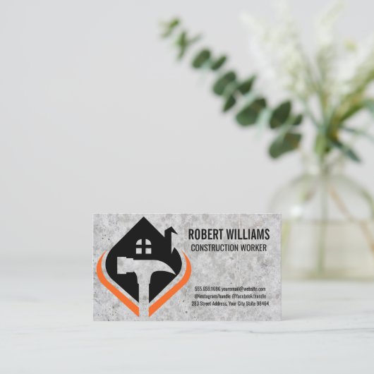 Thuisgereedschap | Betonnen achtergrond Afsprakenkaartje (Staand voorkant)