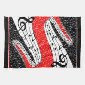 Thuishanddoeken voor rode en zwarte muziek theedoek (Horizontaal)