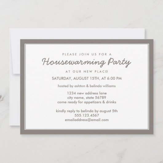 Thuishuisje met huisverwarming Foto Uitnodiging (Achterkant)