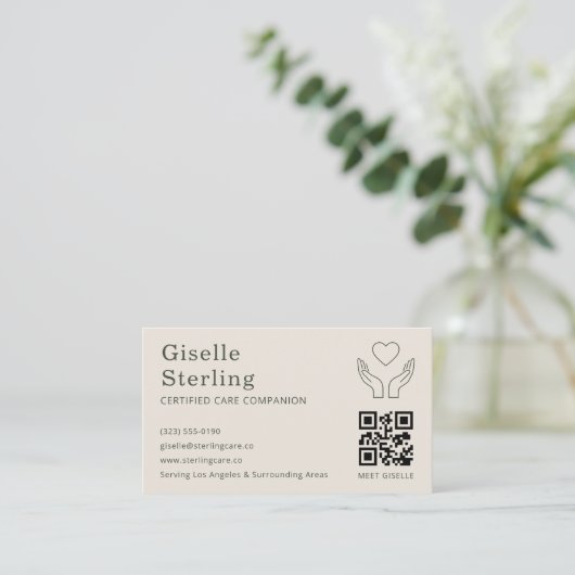 Thuishulp zorgverlener QR-code gecertificeerde ond Visitekaartje (Staand voorkant)