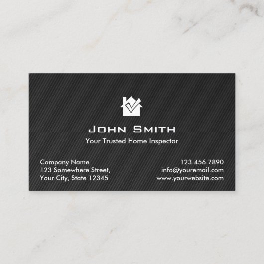 Thuisinspectie Moderne zwarte koolstofvezel Visitekaartje (Voorkant)