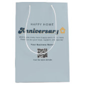 Thuisjubileum Vastgoed QR Code Retro Blauw Medium Cadeauzakje (Voorkant)