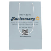 Thuisjubileum Vastgoed QR Code Retro Blauw Medium Cadeauzakje (Achterkant)